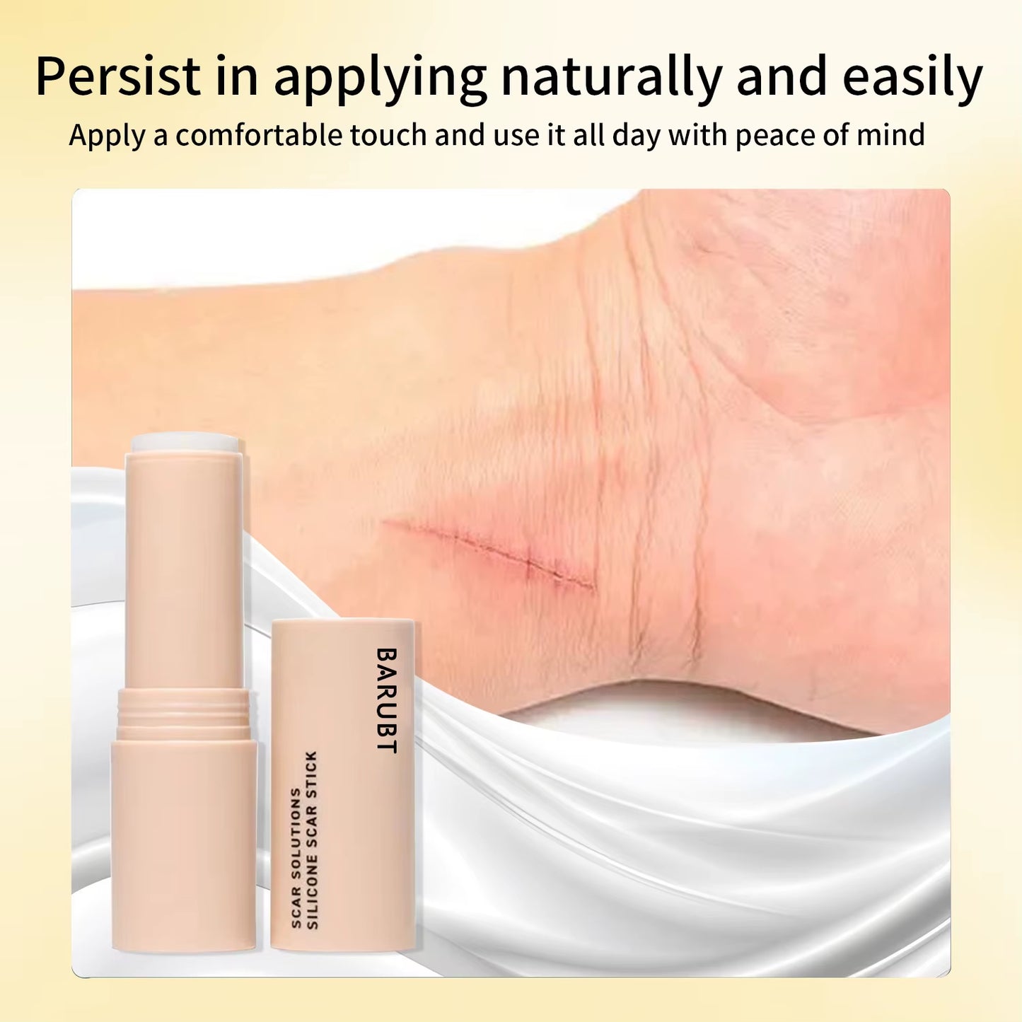 Silicone Scar Stick, Scar and Skin Remodeling, Improves Texture, Soothing, Natural Recovery Formula, Body and Face Scar Stick